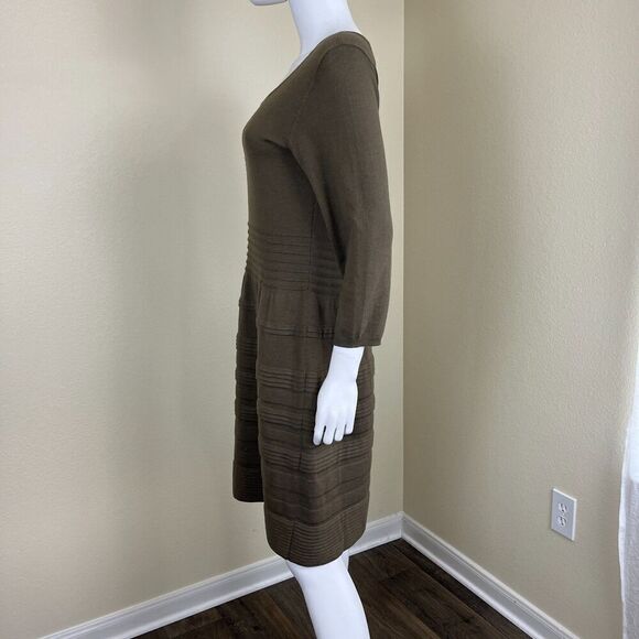 Sundance Women's Size M Sculptured Delight Silk Cotton Sweater Midi Dress Ruffle - Picture 6 of 11